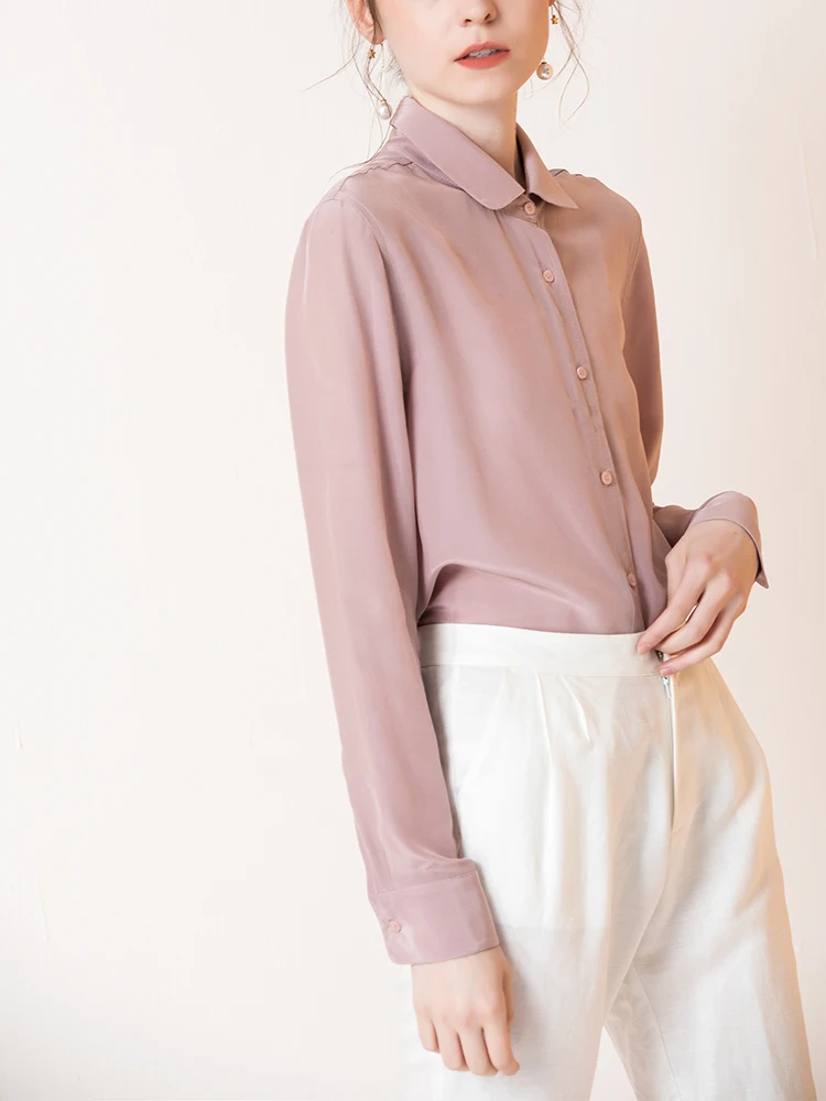 Женская офисная блузка винтажная розовая из 100% шелка корейский стиль CS1714 2021 |