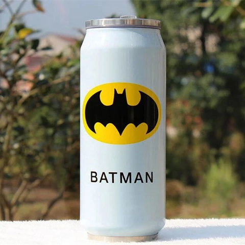 BAT MAN Heros League Termos, соломенный термос для путешествий, кофейные кружки 300, 500 мл, нержавеющая сталь, банка для напитков, воды, чая, Термокружка Garrafa Termica - Цвет: BAT MAN