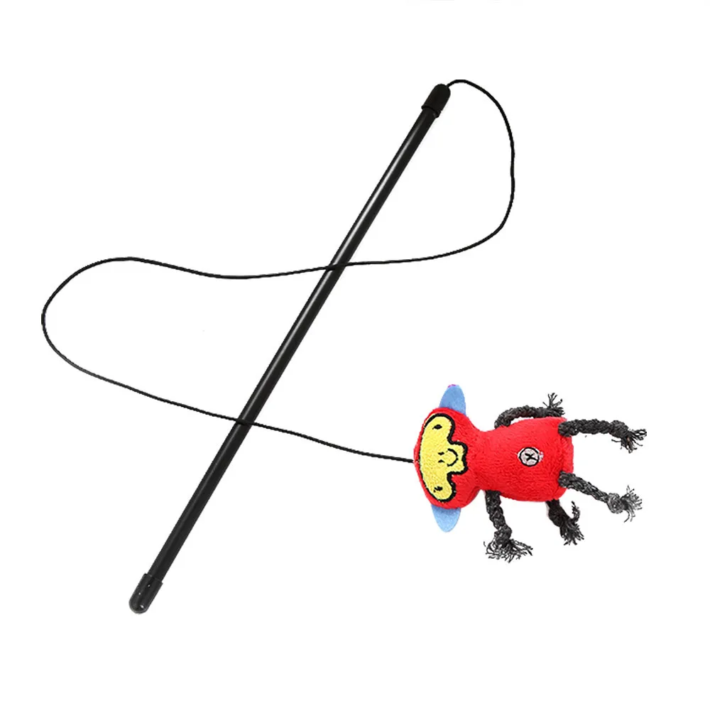 CatToy Funny Stuff Chaser Stick Cute Cartoon Rabbit Bird Monkey Interactive Play Pet Toy Brinquedo Gato hot sale