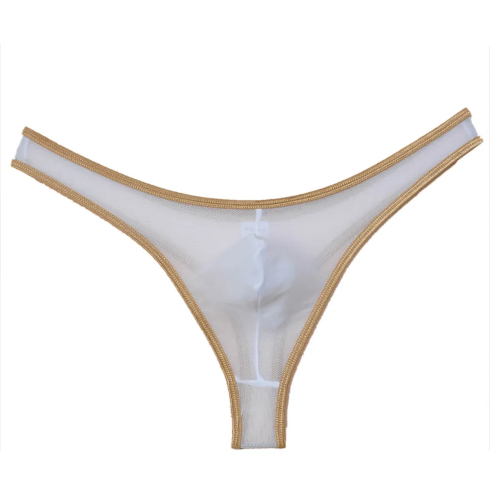 Модные прозрачные мужские стринги с переплетенной лентой нижнее белье для