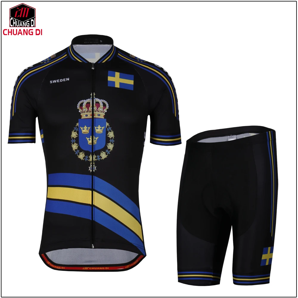 Jerseys and Shorts Джерси для велоспорта, рубашка для велосипеда, Национальный флаг Швеции, инопланетянин, черная одежда для велоспорта, нагрудник, шорты - Цвет: Jerseys and Shorts