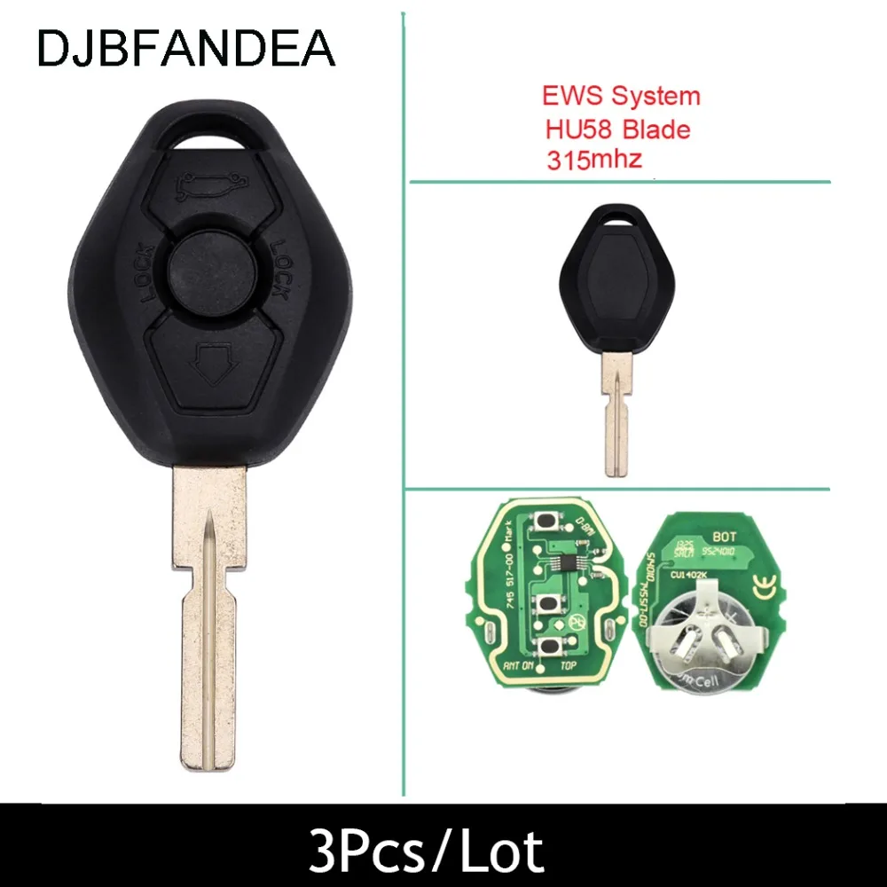 

DJBFANDEA 3Pcs/Lot EWS System Remote Key for BMW 1/3/5/7 Series X3 X5 Z3 Z4 315MHz No Chip