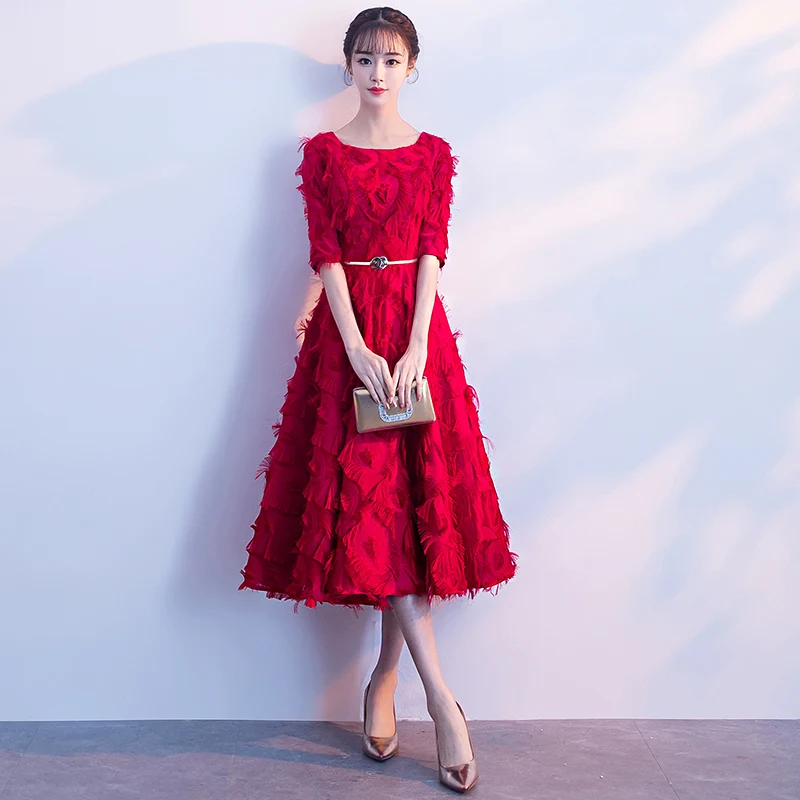 Vestido de festa Выпускные платья 2018 чайная длина Ресницы украшение Формальное вечернее