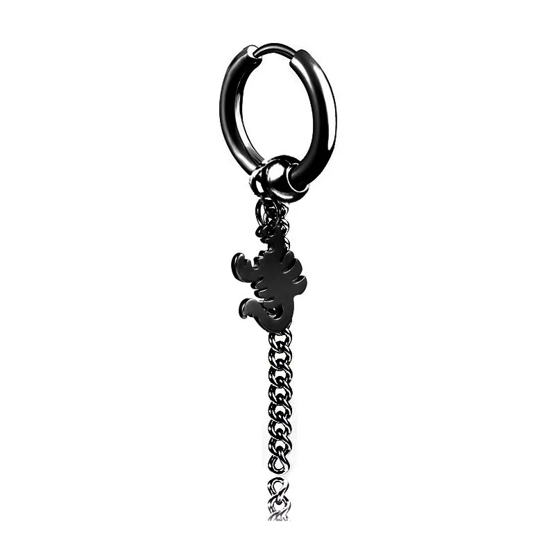 xie zi Black 1 шт крест Скелет звезда серьги-кольца из нержавеющей стали Панк Черный Серебряный цвет кисточки цепь кулон серьги ювелирные изделия E320 - Окраска металла: xie zi Black