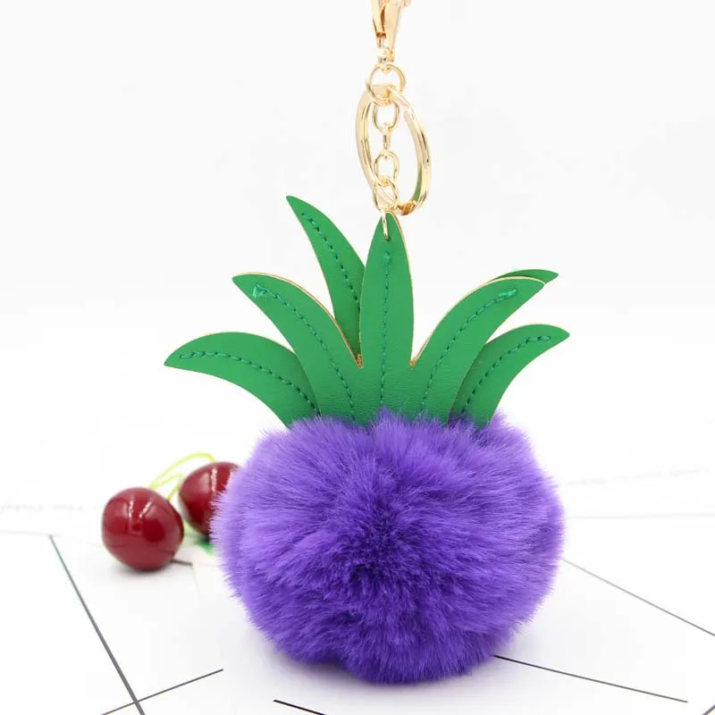 Женский пушистый брелок с помпоном в виде дерева и ананаса из искусственного
