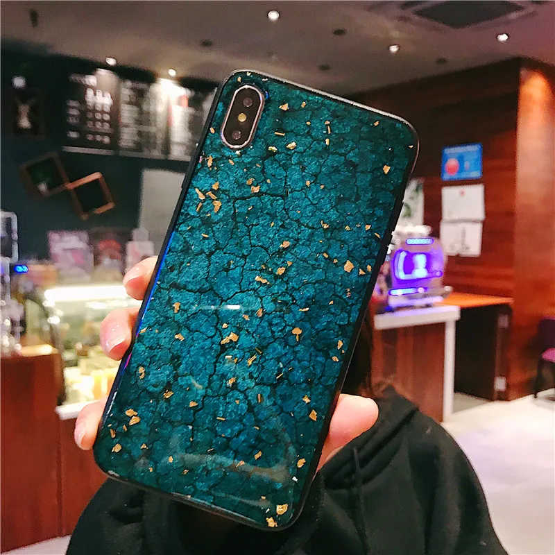 Роскошный блестящий Мраморный чехол для телефона с золотой фольгой iPhone 11 Pro XS Max XR