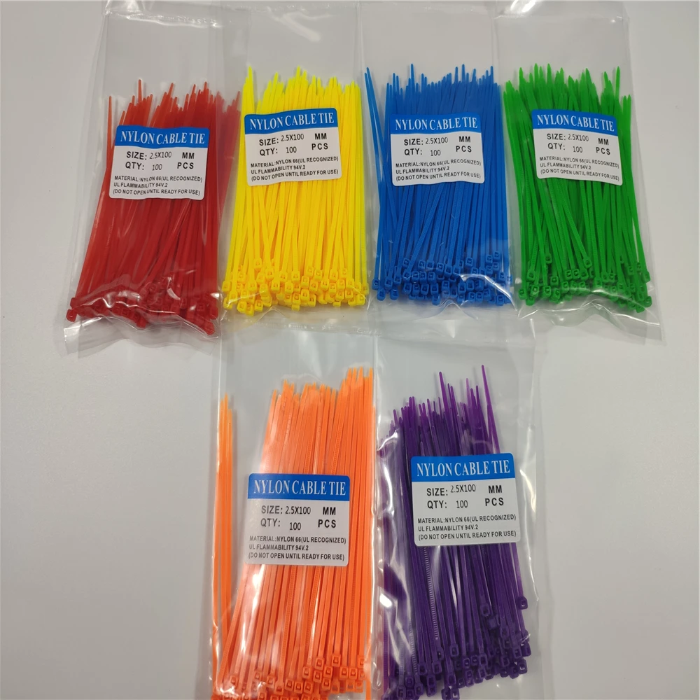 Бесплатная доставка пластиковые кабельные стяжки на молнии 8 цветов 4 дюйма 3*100 мм