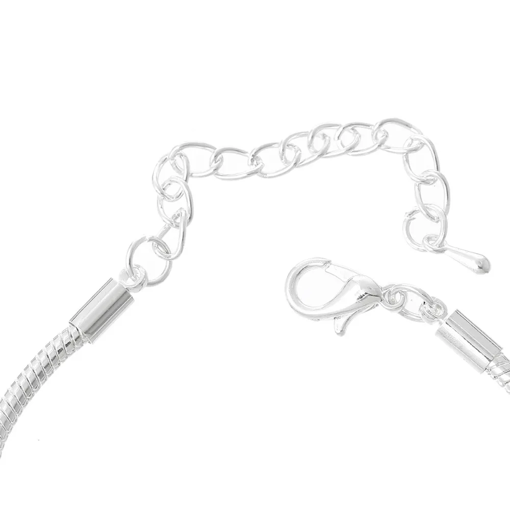 DoreenBeads, 4 шт., модные серебристые браслеты-цепочки с застежкой-лобстером, подходят для европейских шармов, сделай сам, для детей/детей, 15 см x 2,5 мм