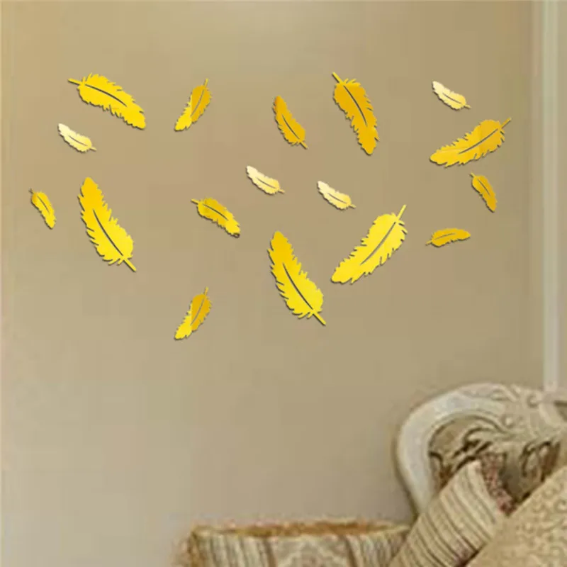 12 шт. 3D наклейки на стену с изображением перьев из мультфильма детские для