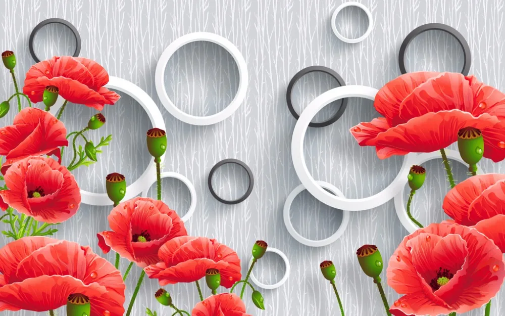 Современная гостиная спальня 3D занавески красный цветок для свадебной комнаты