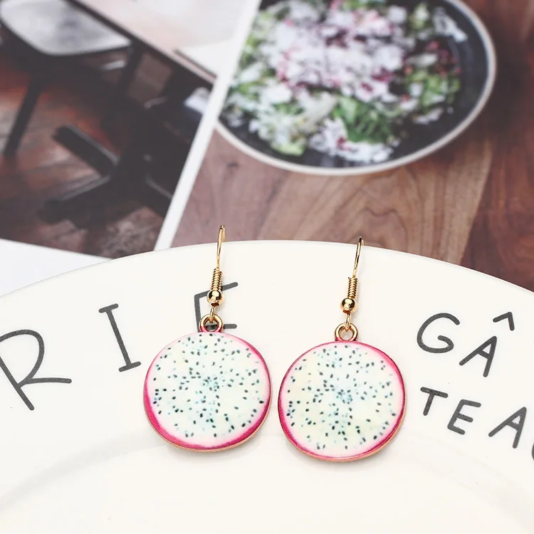 

Summer Cute Fruit Slice Earrings for Girls Gift Long Gold Statement Earrings Fashion Party Women Jewelry 2020