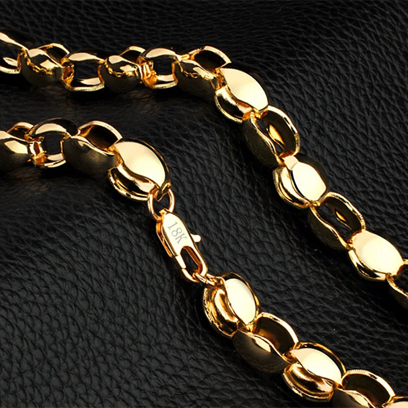 YIXI Trendy Men Curb Cuban Link Chain Necklace Bracelet Boys Mens Fashion Gold Color Copper Ethiopian Mexico Male Jewelry Set | Украшения и