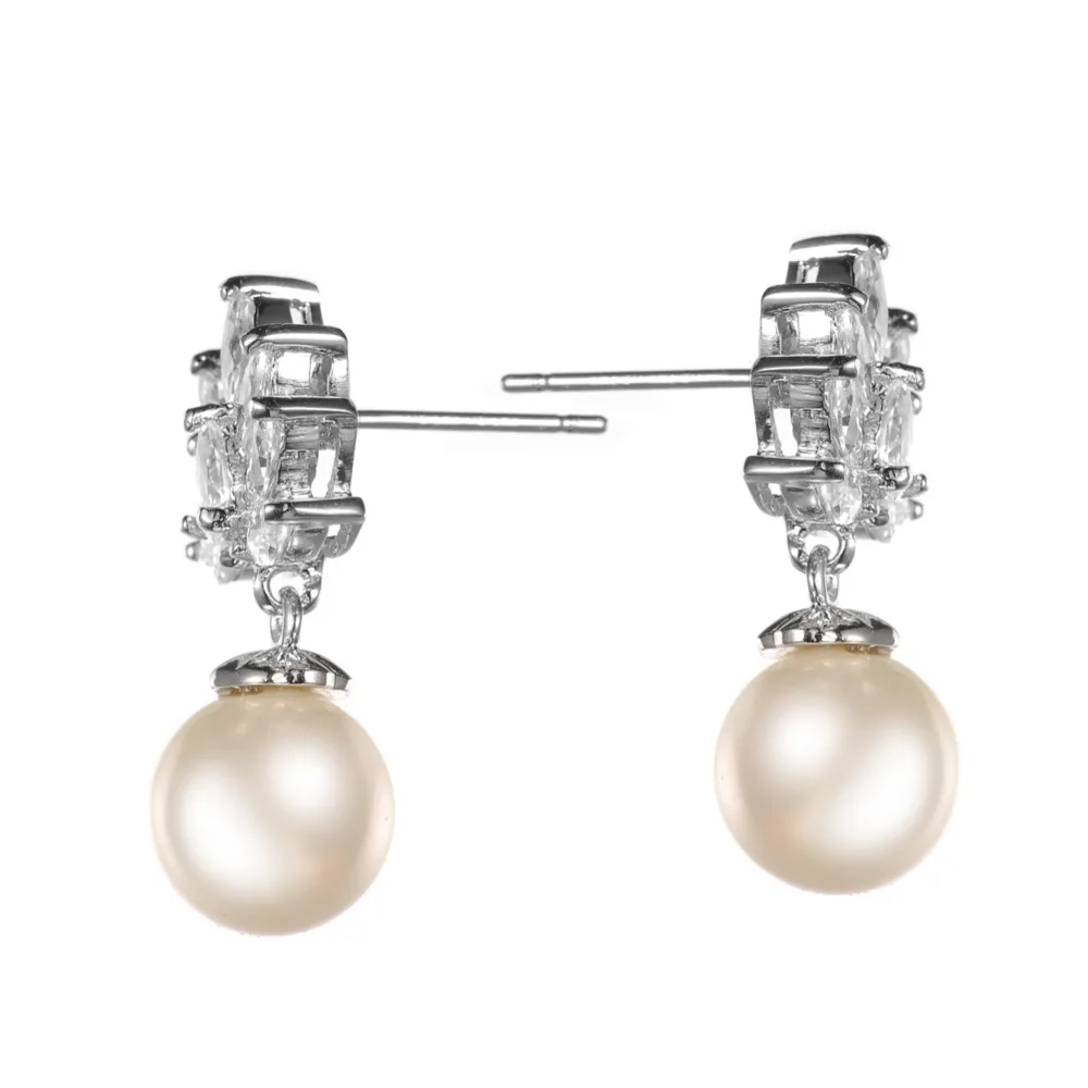 KIVN Womens Fashion Jewelry Dangle CZ Cubic Zirconia Wedding Bridal Simulated Pearl Earrings Birthday Christmas Mothers Gifts | Украшения и