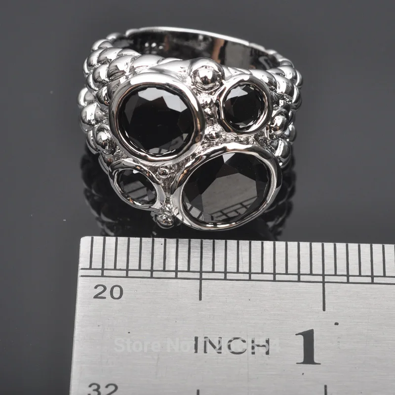Уникальный Черный Камень кубического циркония для женщин Серебряный цвет