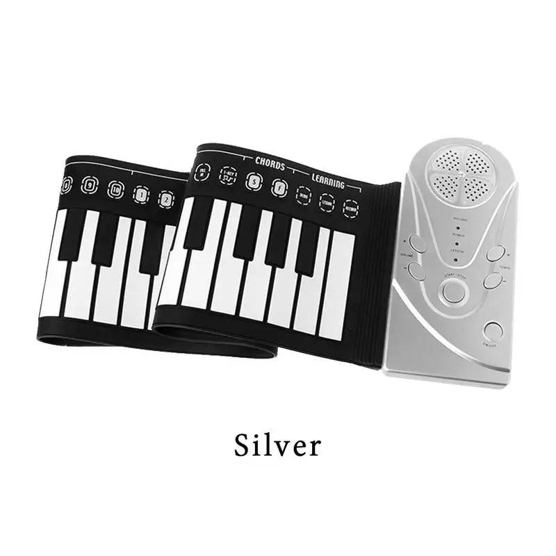 Silver Профессиональный 49 клавиш ручной рулон пианино USB MIDI клавиатура контроллер ручное электронное пианино с динамиком музыкальный инструмент - Цвет: Silver