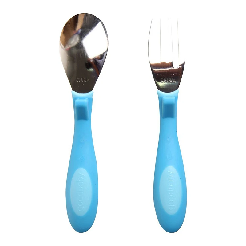 GB 2pcs Spoon &amp Fork Set Stainsteel Steel Tableware Baby Utensils Safety Infant Feeding Gift | Мать и ребенок