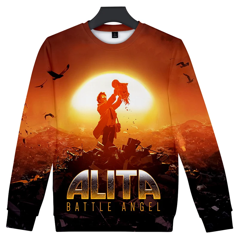 Alita Battle Angel 3d Hoodies Pullover Fashion Men Women Capless Sweatshirt Casual Long Sleeve Round Neck 3D Hoodie Clothes Tops | Мужская