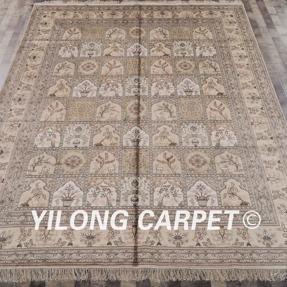 Goede Yilong 9'x12 'Perzische Zijden Kleed Grote Antieke Vier Seizoenen Perzische Handgemaakte Zijden Tapijt (YHW72B9x12)