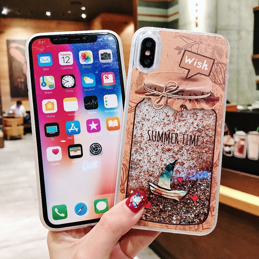 Чехол для телефона XCZJ Wishing bottle iPhone X XR Capa сыпучий песок с блестками чехол 7 6s plus 7plus 8