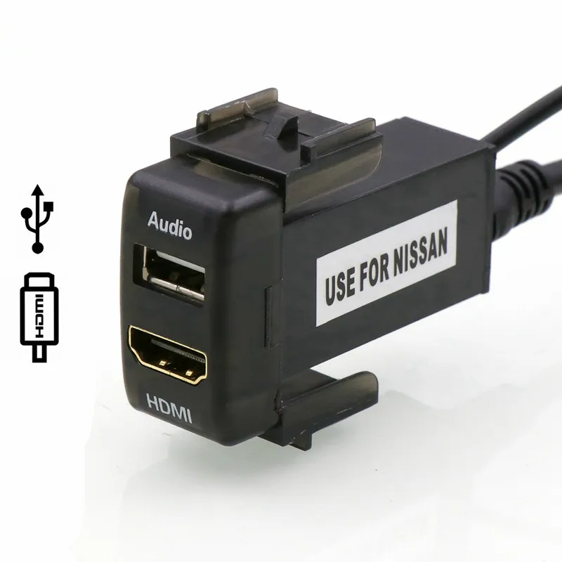 Автомобильное зарядное устройство с аудиовходом USB и разъемом HDMI для NISSAN Qashqai Tiida