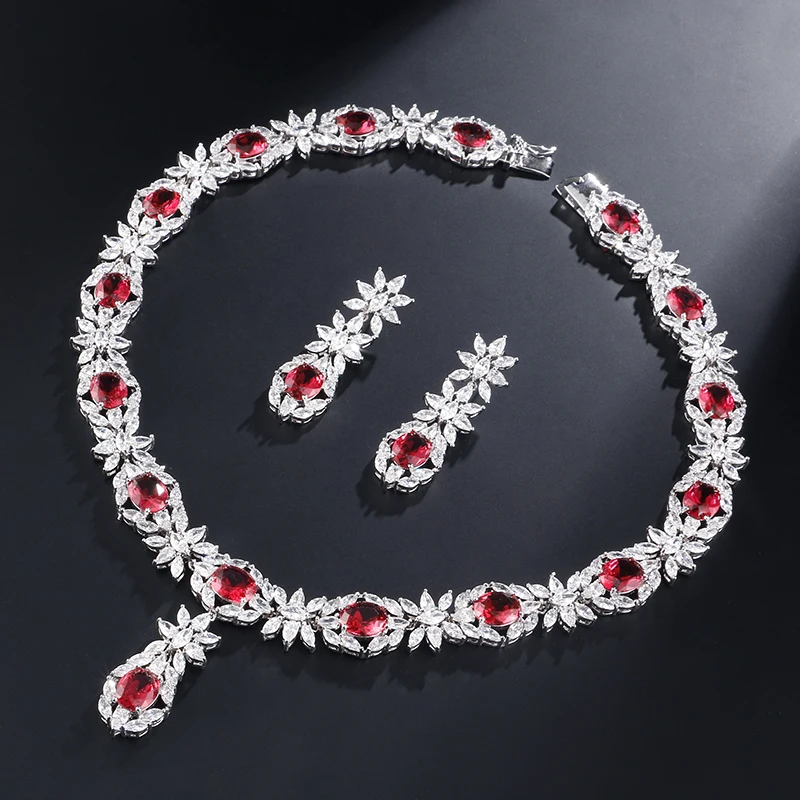 UILZ роскошные высококачественные серьги с кубическим цирконием и ожерелье набор