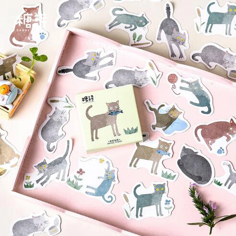45 шт./кор. милые декоративные наклейки Lazy Cat Meow клейкие DIY украшения Ремесло