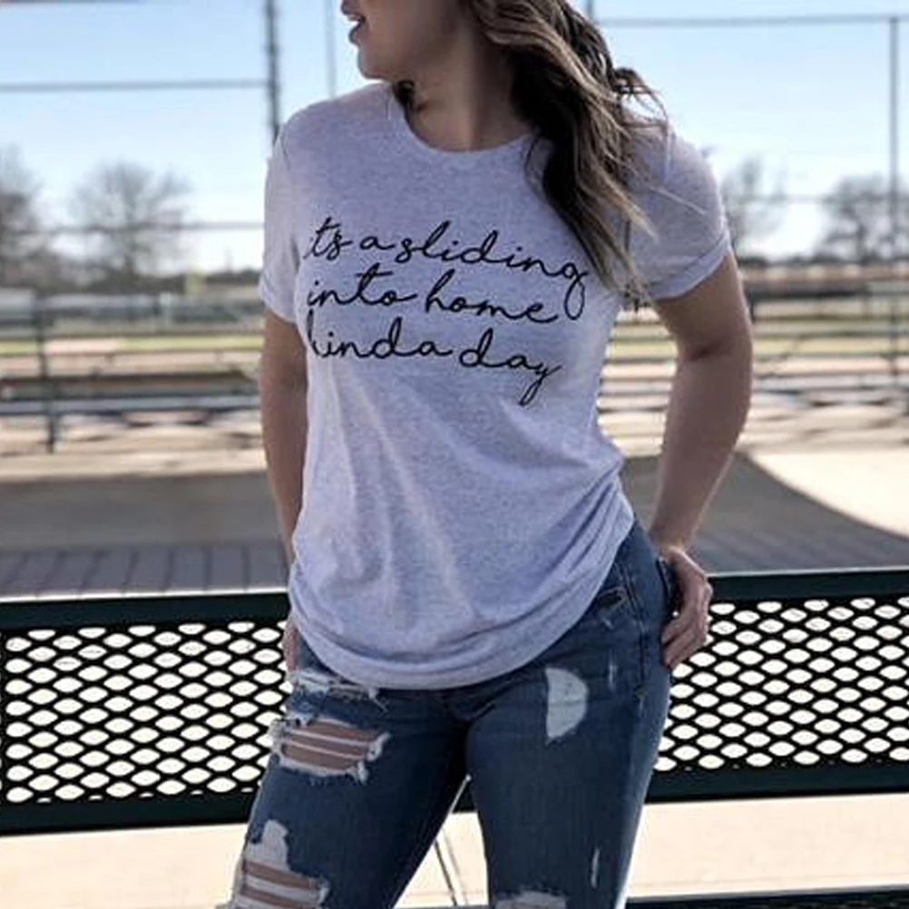 Baseball Mom Shirts Softball For Women Game Day Shirt Its A Sliding Into Home Kinda Female Casual Tops | Женская одежда