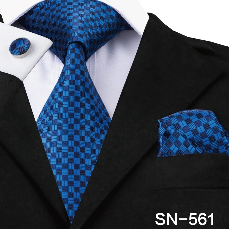 SN-561 Hi-Tie Мужские галстуки высокое качество Шелковый тканый коричневый цветочный галстук набор носовой платок запонки Набор Бизнес Свадебные шейные Галстуки SN-3063 - Цвет: SN-561
