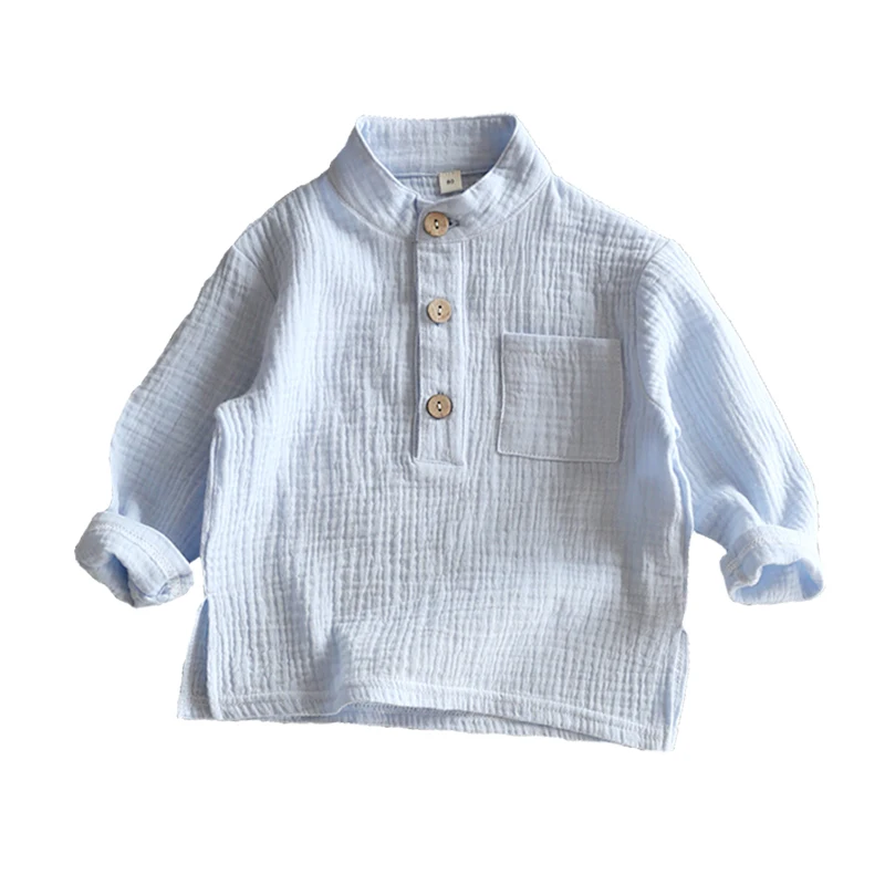 Детская блузка на весну и осень рубашка в стиле ретро для мальчиков мягкая