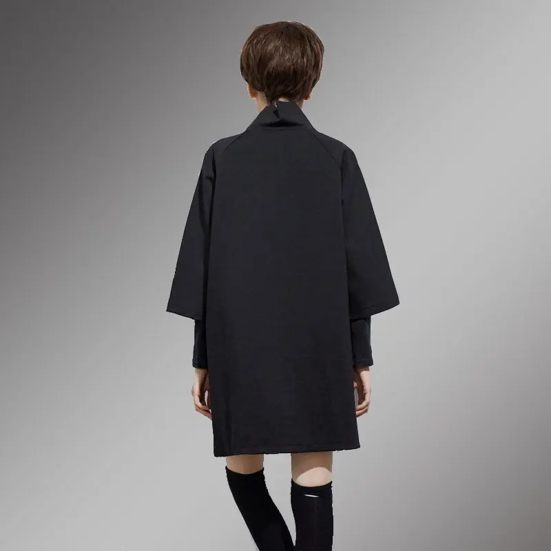 Женское платье с высоким воротником рукавом 2017 и молнией на подоле|big size women