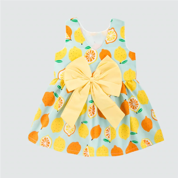 Newborn Infant Dresses Lemon Print Summer Baby Girl Dress Christening Gowns Princess Clothing | Детская одежда и обувь