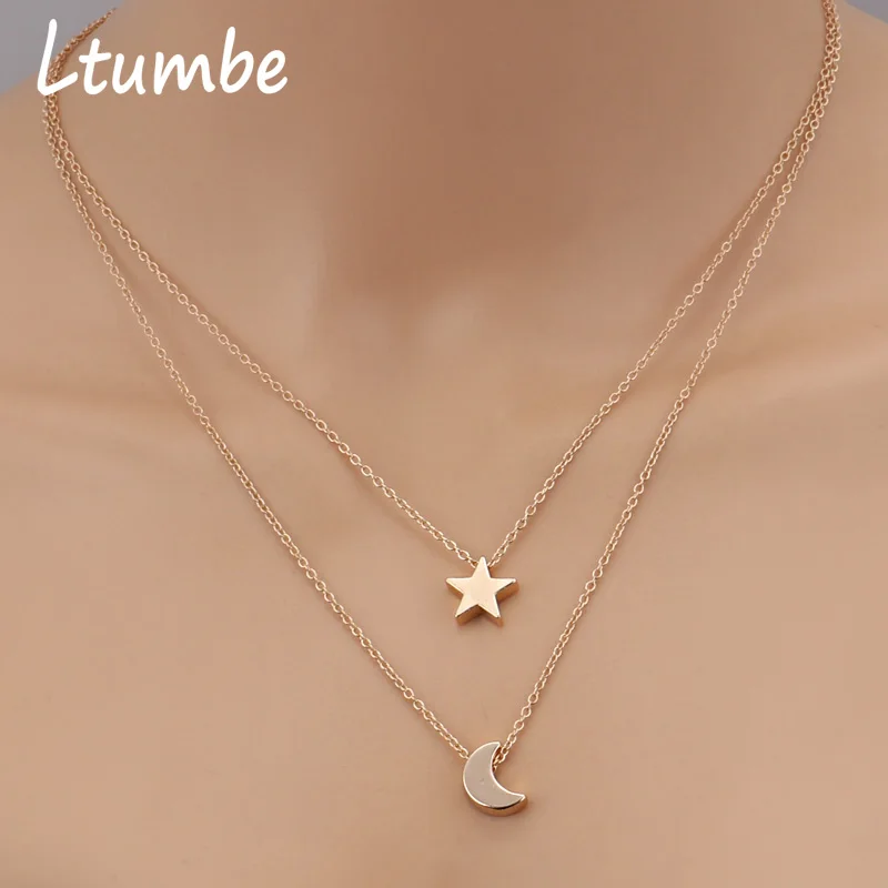 Ltumbe новые модные созвездия Звезды Луна ключицы ожерелья цепи двойные цепочки и