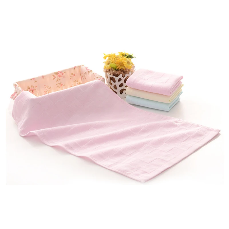 Light pink Впитывающее, высыхающее, мягкое, хлопковое, приятное для кожи, 3 цвета s, Марлевое, однотонное, без ворса, клетчатое полотенце, слюнявчик, детское банное полотенце - Цвет: Light pink