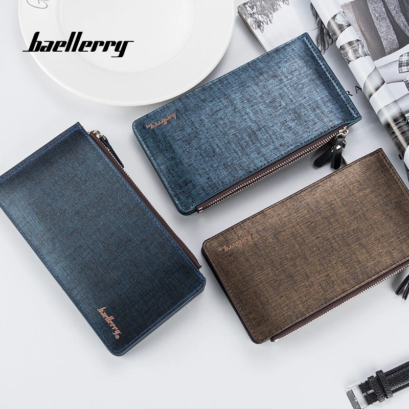 Baellerry телефон карман роскошные мужские кошельки Мужской бизнес-стиль, кожаный держатель для карт Billfold длинный кошелек