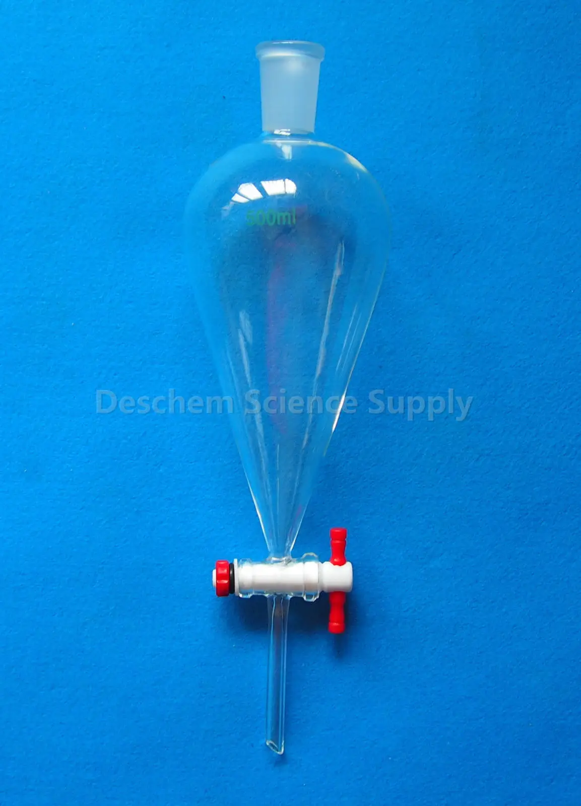 Стеклянная разделительная воронка в форме груши PTFE Stopcock прямая капельная трубка