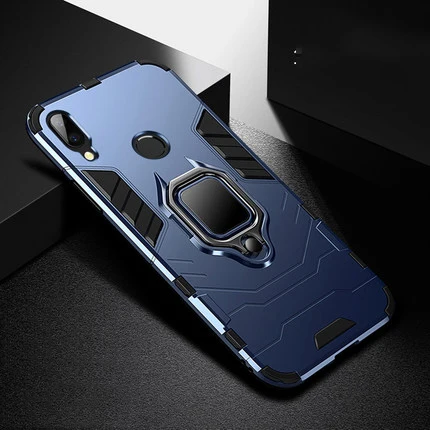 Navy Blue Противоударный армированный чехол для телефона Xiaomi Redmi 7 с автомобильным держателем, мягкий ТПУ+ PC задняя крышка, аксессуары на Xiomi Redmi7 Pro Fundas - Цвет: Navy Blue