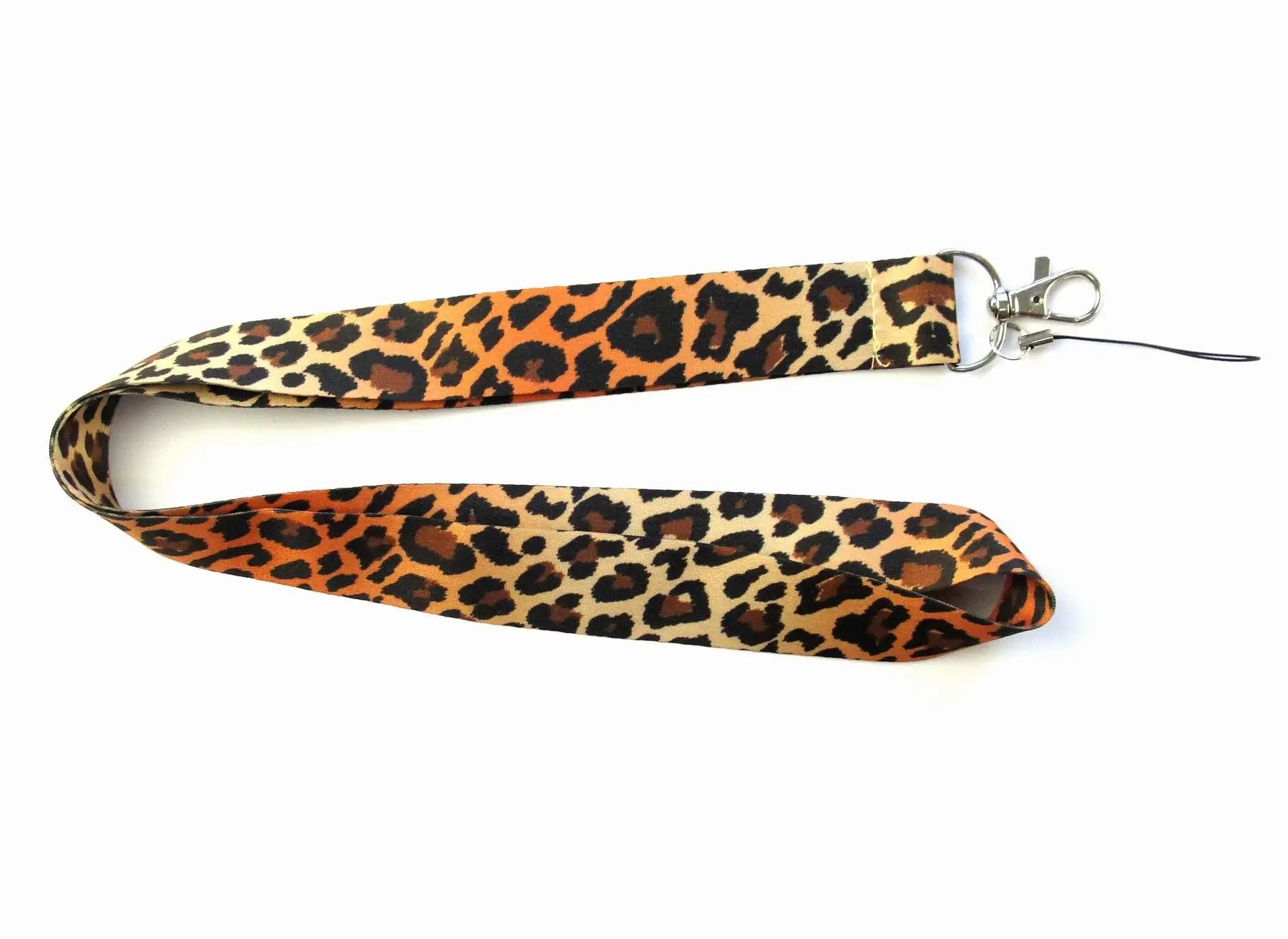 Один PC Browm/розовый/черный/белый леопардовый ремешок для ключей Cheetah ID значки держатели животное телефон шеи ремни с брелоком - Цвет: C
