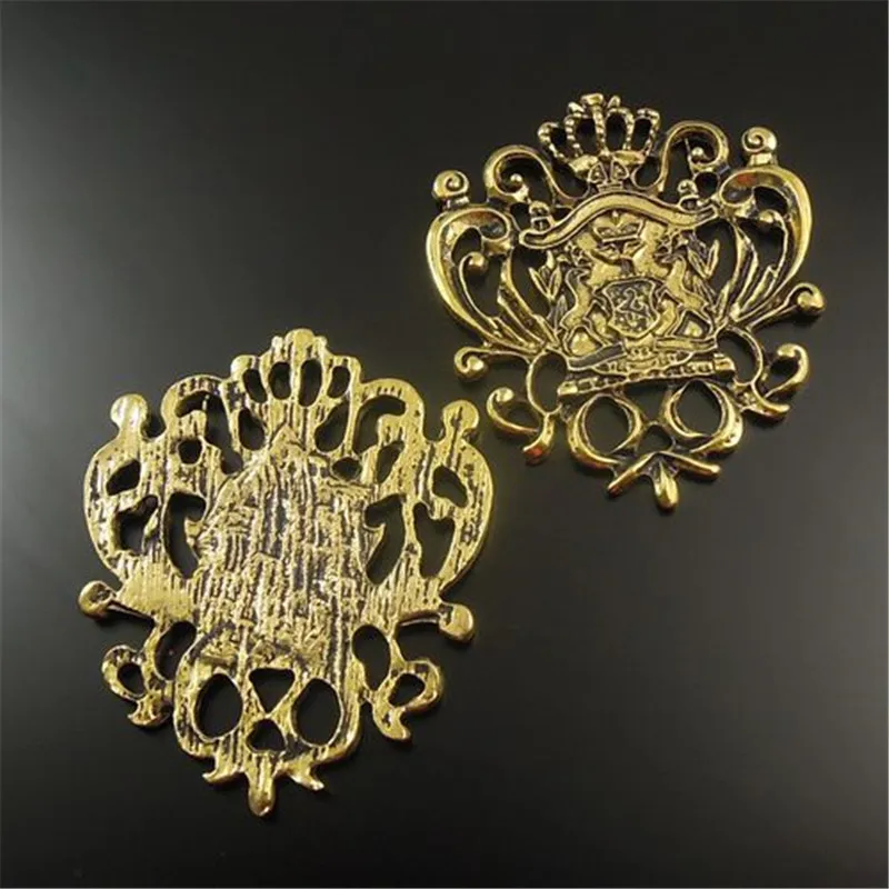 (8Pieces)Antiqued Gold Crown Shaped Zinc Alloy Charming Pendants 50*42mm Vintage Necklace Bracelet Charms Handmade 32473|charm pendant|antique gold