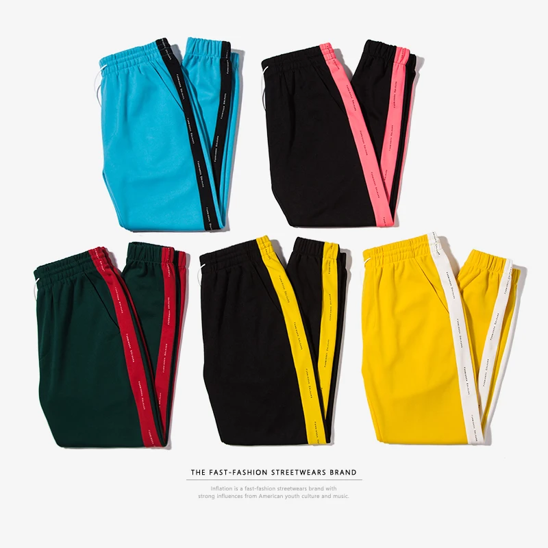 Инфляция брюки мужские мужская одежда 2019 тренировочные джоггеры с полосками