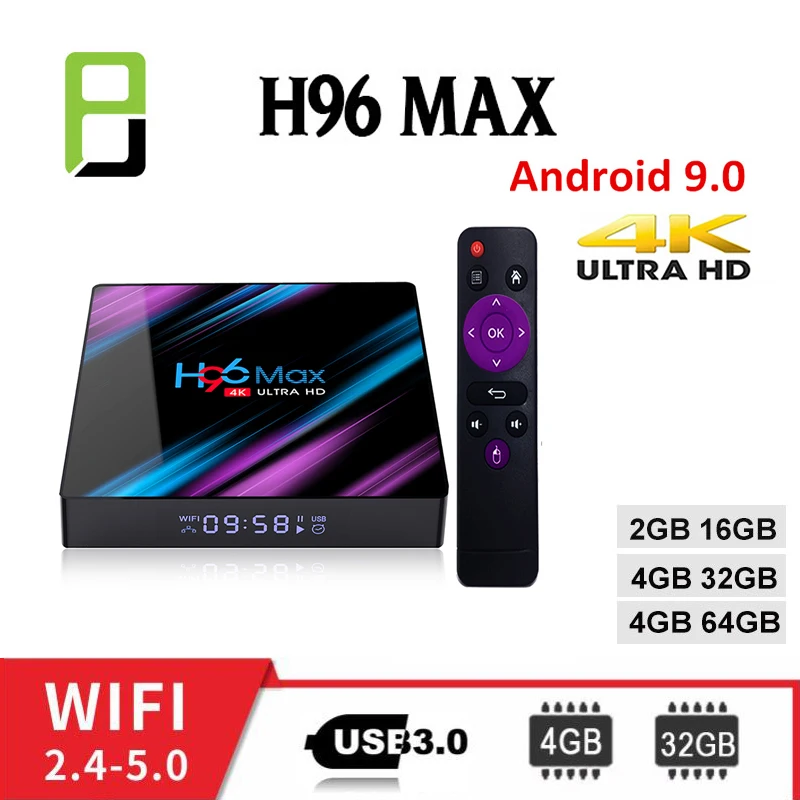 ТВ-бокс android 9 0 H96 MAX Smart tv Box 4 Гб ОЗУ 32 ГБ/64 RK3318 H.265 видео декодер WiFi 2 4G/5G h96 pro