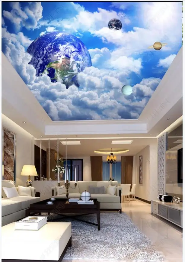 

Custom photo wallpaper 3d ceiling wallpaper Fantasy universe starry sky white clouds zenith mural wall papers for living room