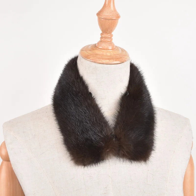 brown Stand collar Натуральный норковый меховой воротник шарф для мужчин или женщин аксессуары для одежды черный коричневый норковый меховой воротник - Цвет: brown Stand collar