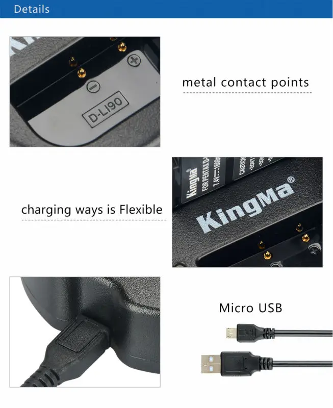 KingMa 2 шт. 1600 мА/ч, D-LI90 DLI90 D LI90 цифровой Камера Батарея для PENTAX K-7 K-7D K-5 K-5 II 645D K01