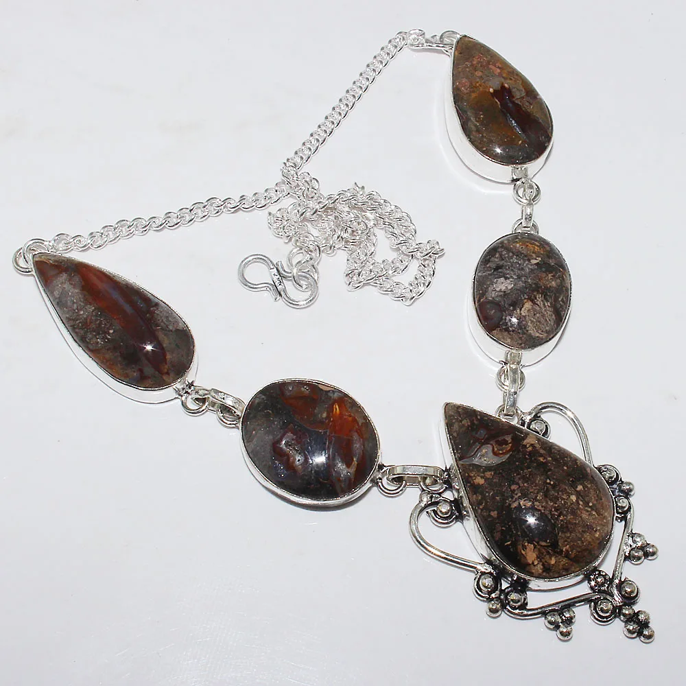 

Turtilla Jaspers Necklace Silver Overlay over Copper , 49.7 cm, N0952