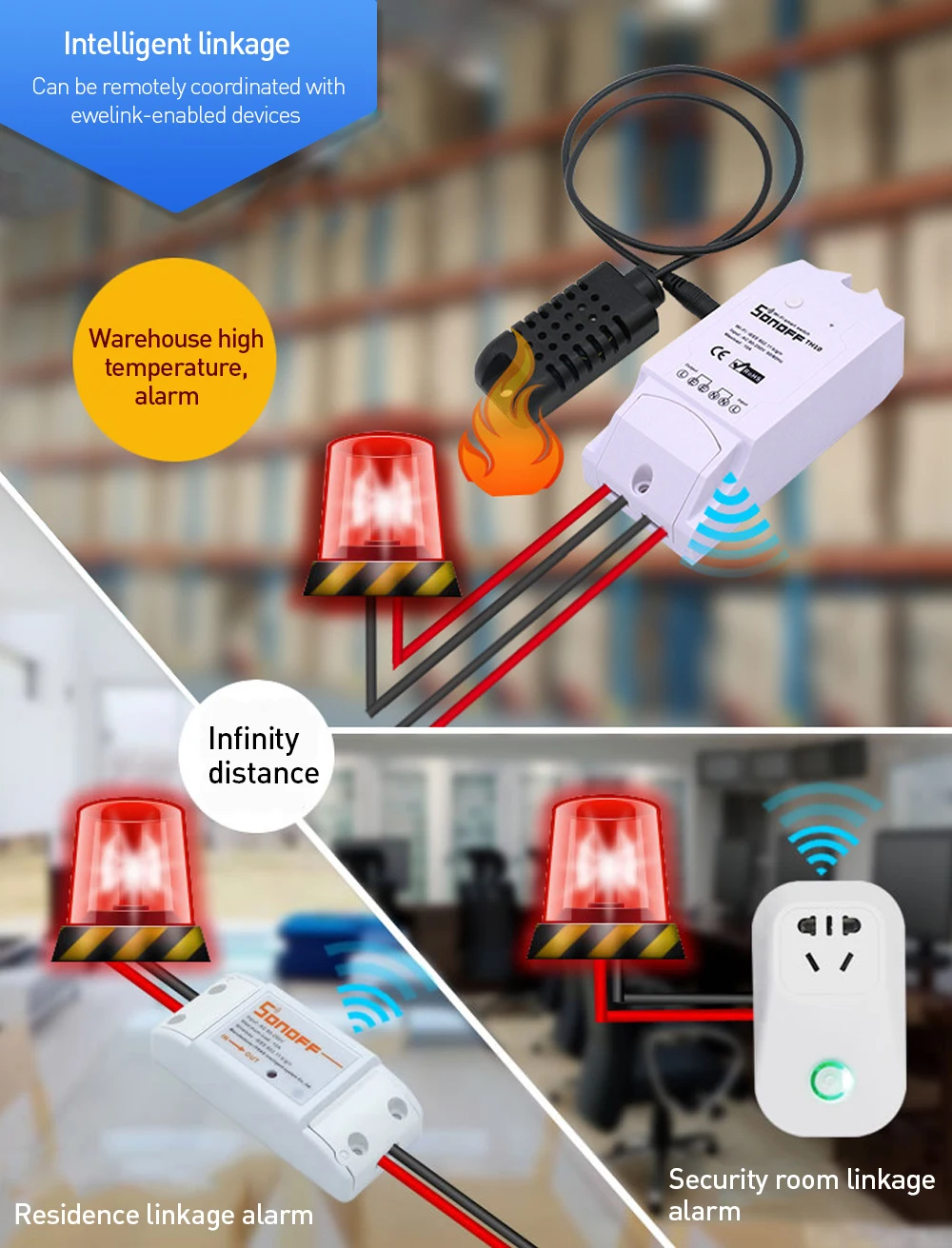 Itead Sonoff TH10 беспроводной wifi переключатель для модули для автоматизации умного дома вспомогательный датчик температуры и влажности монитор 10A 2200W