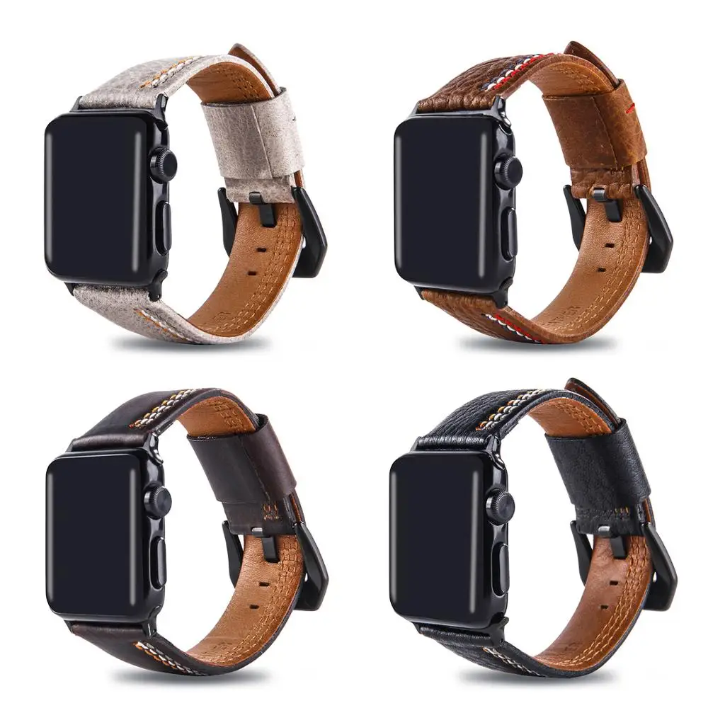 Verban para Apple Couro para Iver Original Marca Nova Couro Genuíno Assistir Banda Série 4 – 3 2 1 38 40mm 42 44mm Qualit Sports s