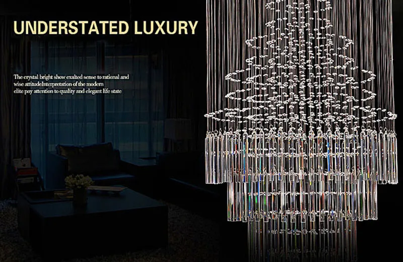 Современные хрустальные светильники для лестницы большая светодиодная длинная