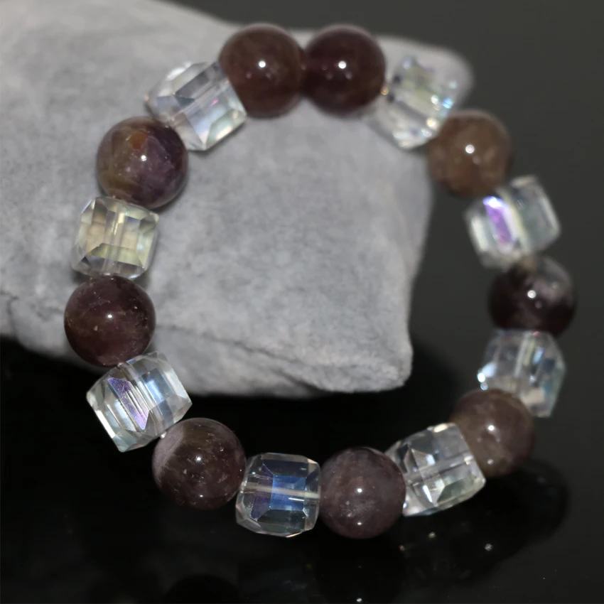 Талисманы натуральный пурпурный Халцедон камень 12 мм круглые бусины браслет для