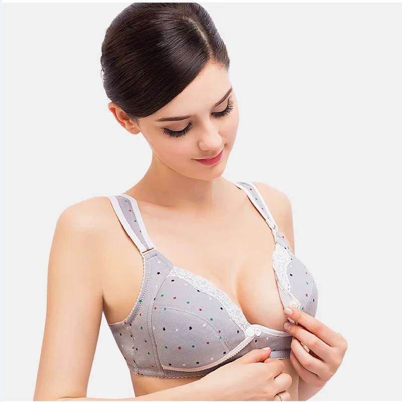 

Cup A-E Maternity Nursing Bras Lace Open Button Cotton Lingerie Pregnant Women Underwear Breast Feeding Gravida Clothing Gestant