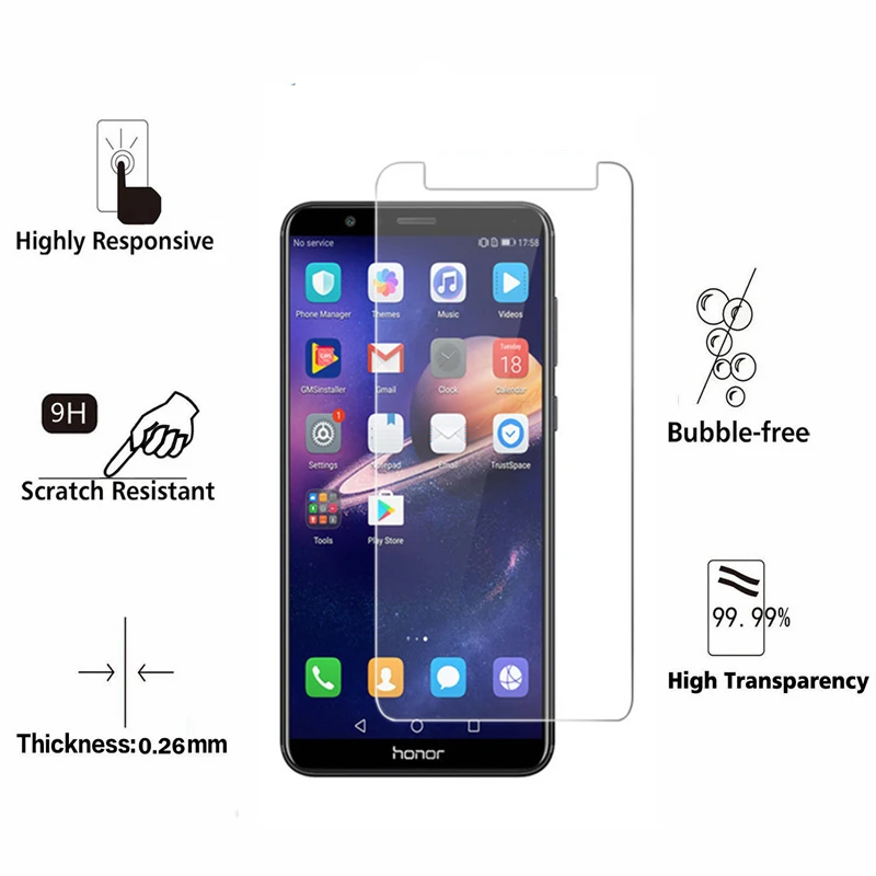 Закаленное стекло для Huawei Honor 7X Защитная пленка экрана 9H Защитное смартфона 5 93